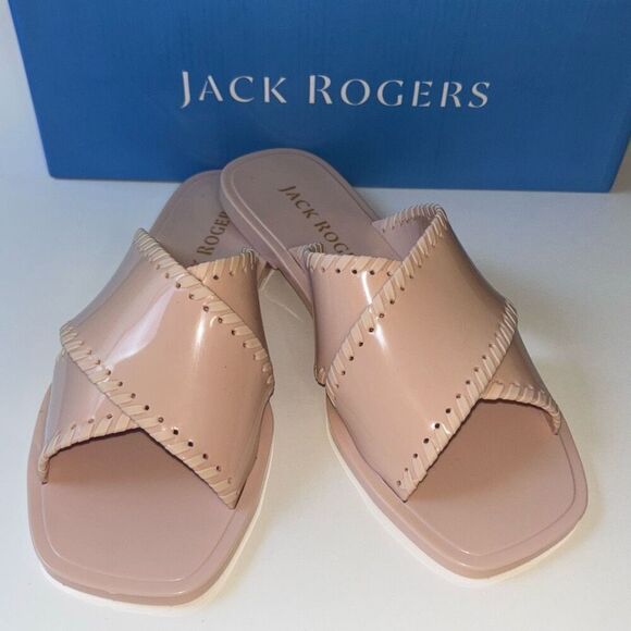 New in box Jack Rogers Sloane x Jelly criss cross sandal shoe Sz 7 pink blush - Picture 2 of 8
